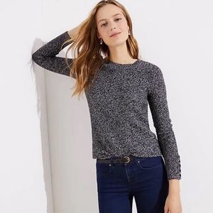 Loft Marled Knit Sweater with Button Cuff XSP